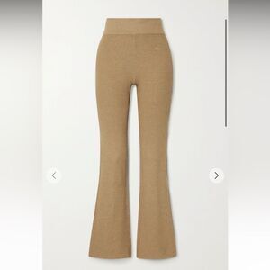 Frame rib cotton blend flare pants in café au lait small nwot